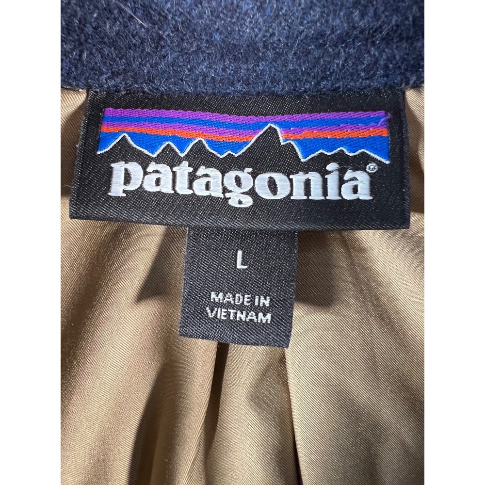 Patagonia Insulated Fjord Flannel Jacket Mens Large Navy Blue Shacket 27640 - Picture 7 of 11